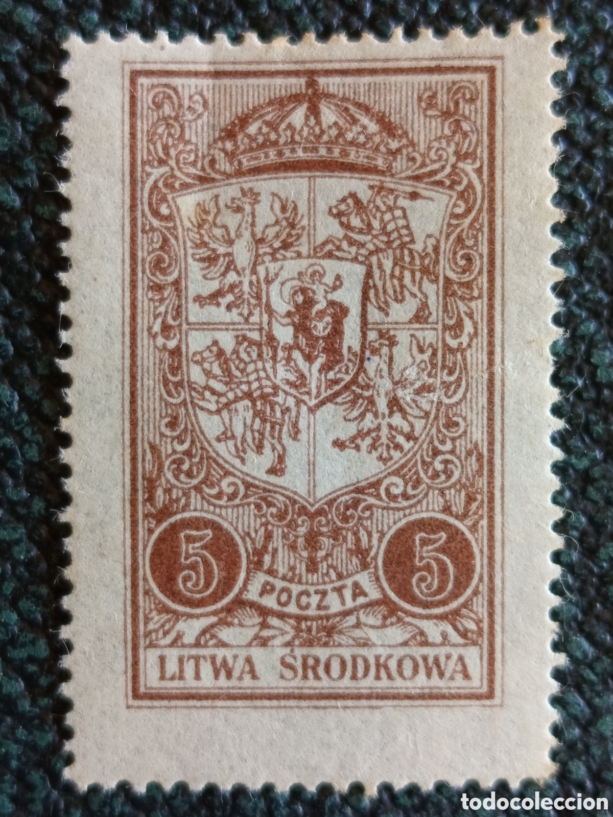Sellos: Sello Lituania Central 1920 Mi. 11 (Sc. 27) 5m Escudo de Armas MH Nuevo