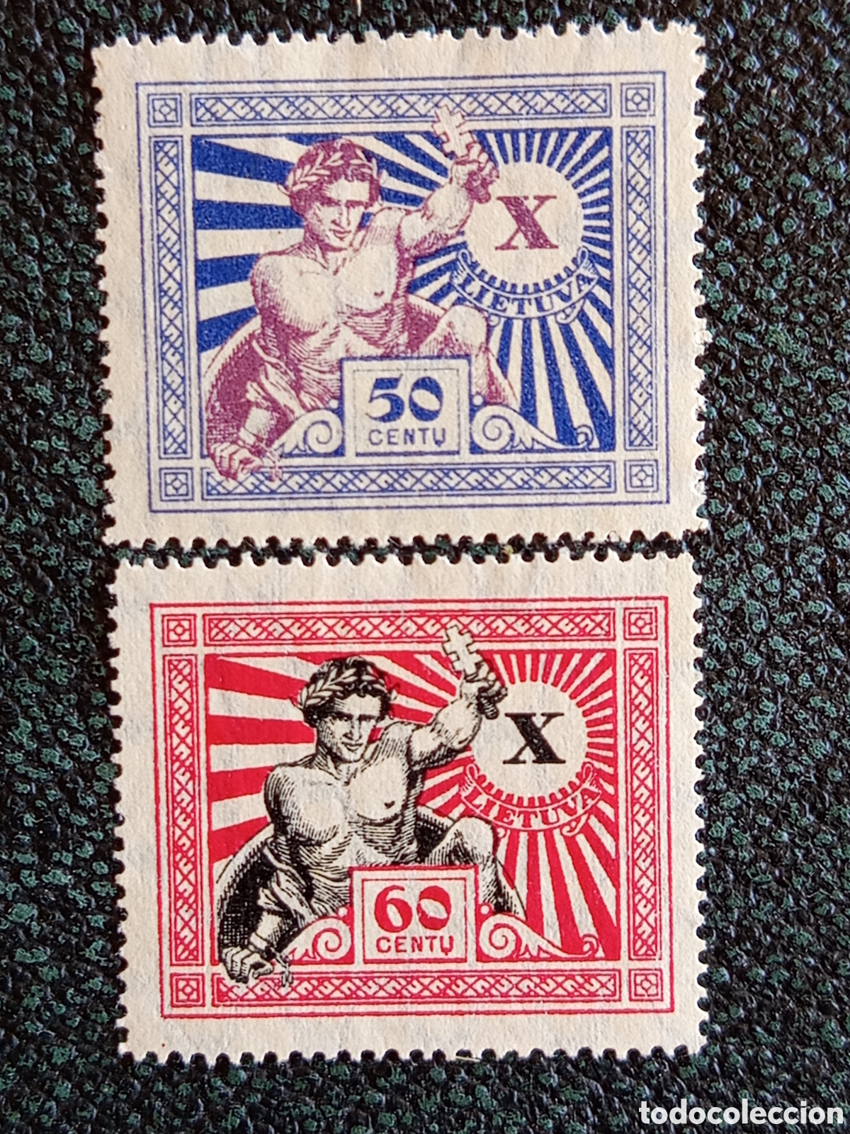 Sellos: Sello Lituania Centų 1920s 50c 60c Alegor&iacute;a Filatelia MH Nuevo