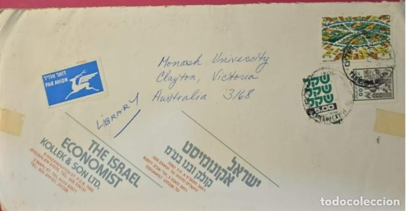 Sellos: TS) CIRCA 1980 ISRAEL, AIRMAIL, COVER SENT FROM JERUSALEM TO VICTORIA, AUSTRALIA,MULTIPLE STAMPS.