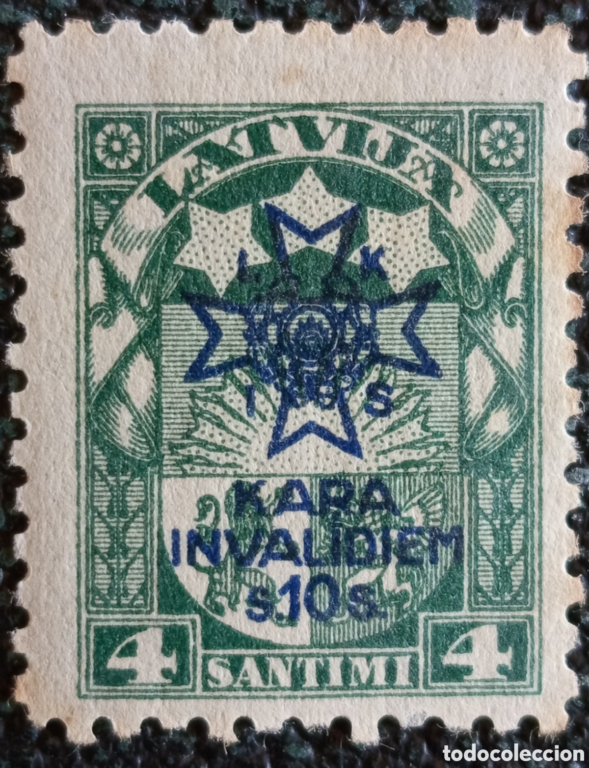 Sellos: Sello Letonia 1921 Mi. 84 4s+10s Kara Invalidiem Ben&eacute;fico MH Nuevo