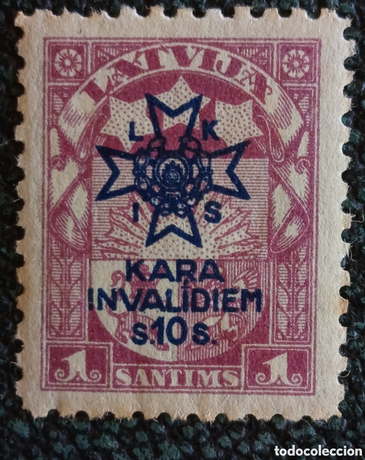 Sellos: Sello Letonia 1921 Mi. 82 1s+10s Kara Invalidiem Ben&eacute;fico MH Nuevo