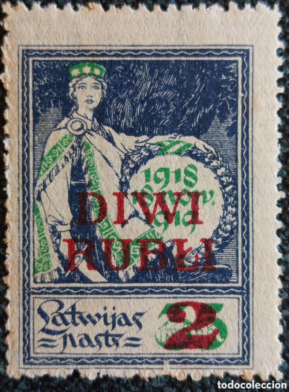 Selos: Sello Letonia 1919/1920 Mi. 6 S/C 2 Rubli Alegor&iacute;a Independencia MH Nuevo