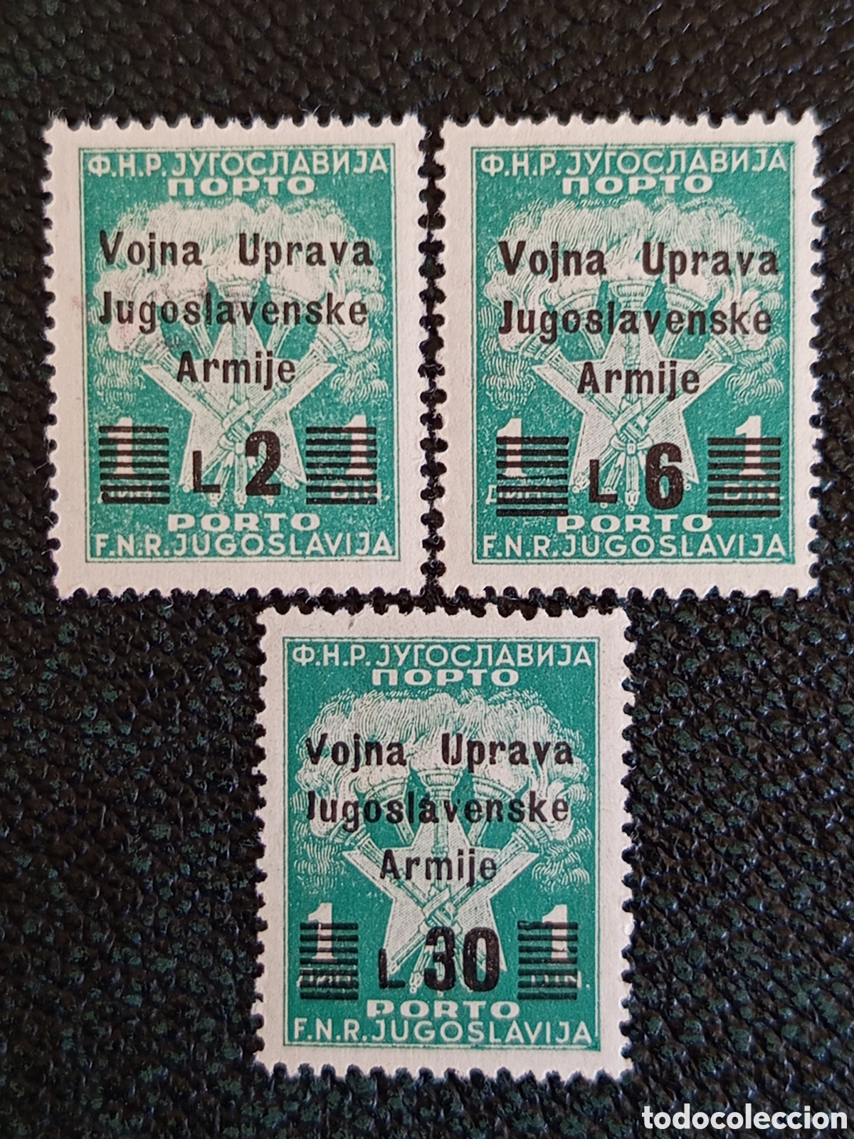 Sellos: Lote 3 Sellos Tasa Istria 1947 Ocupaci&oacute;n Yugoslava L2, L6 y L30 - Sassone 15, 16, 20 MH