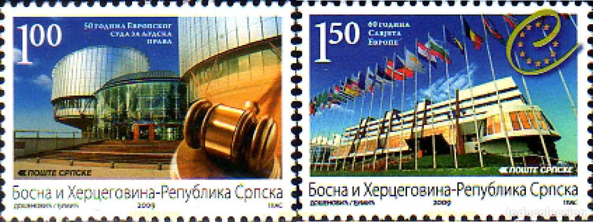 Sellos: 235605 MNH BOSNIA-HERZEGOVINA. Adm Serbia 2009 60 A&Ntilde;OS DEL CONSEJO DE EUROPA Y 50 A&Ntilde;OS DEL TRIBUN