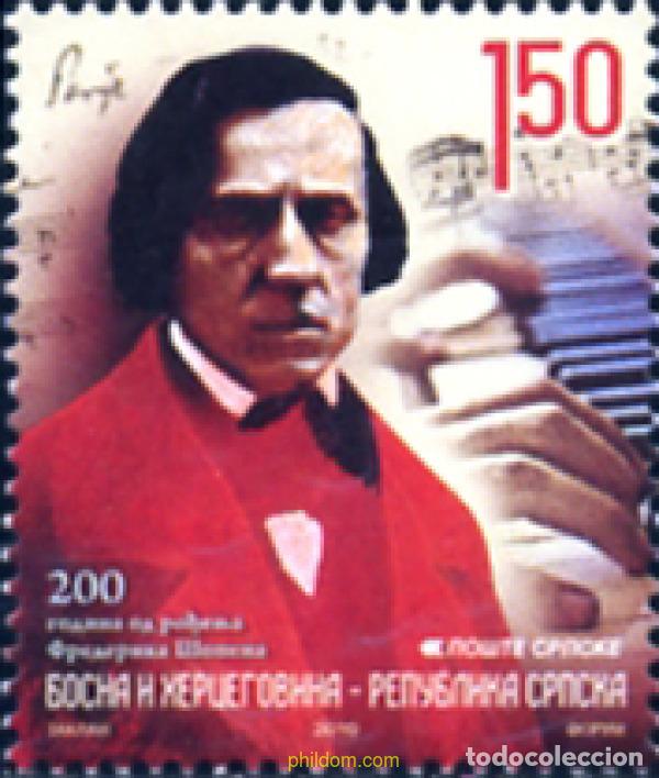Sellos: 253095 MNH BOSNIA-HERZEGOVINA. Adm Serbia 2010 200 A&Ntilde;OS DESDE EL NACIMIENTO DE FREDERIC CHOPIN