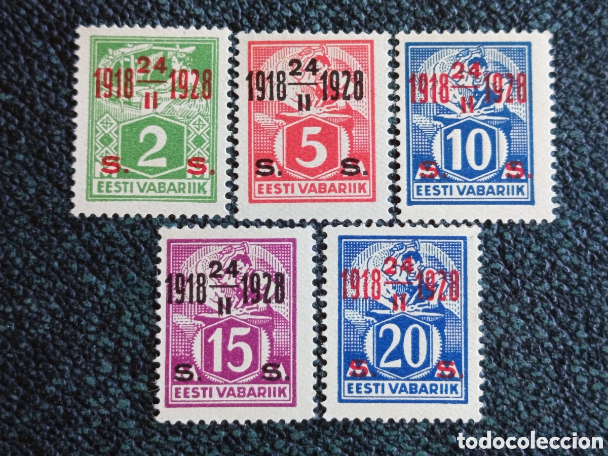Francobolli: Estonia 1928 - 10&ordm; Aniversario Independencia Serie Completa Mi. 70-74 MNH**