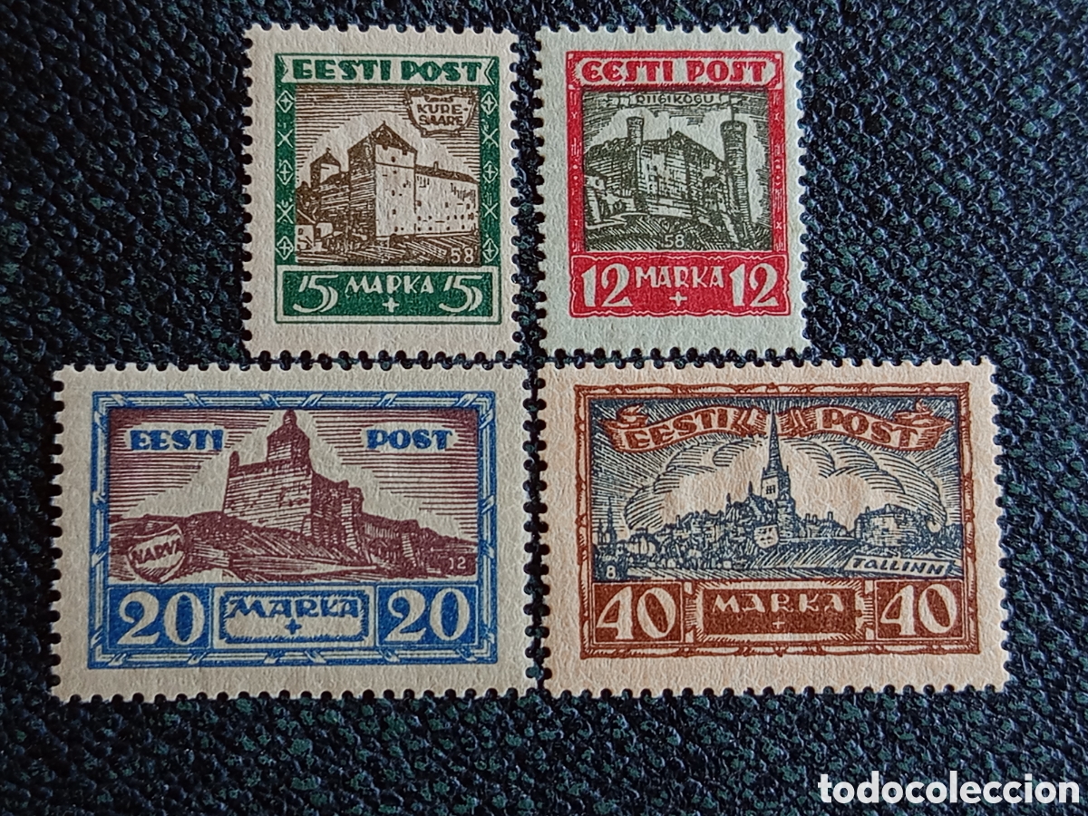 Sellos: Lote 4 Sellos Estonia 1927 Vistas Medievales y Castillos Mi. 63-67 MNH