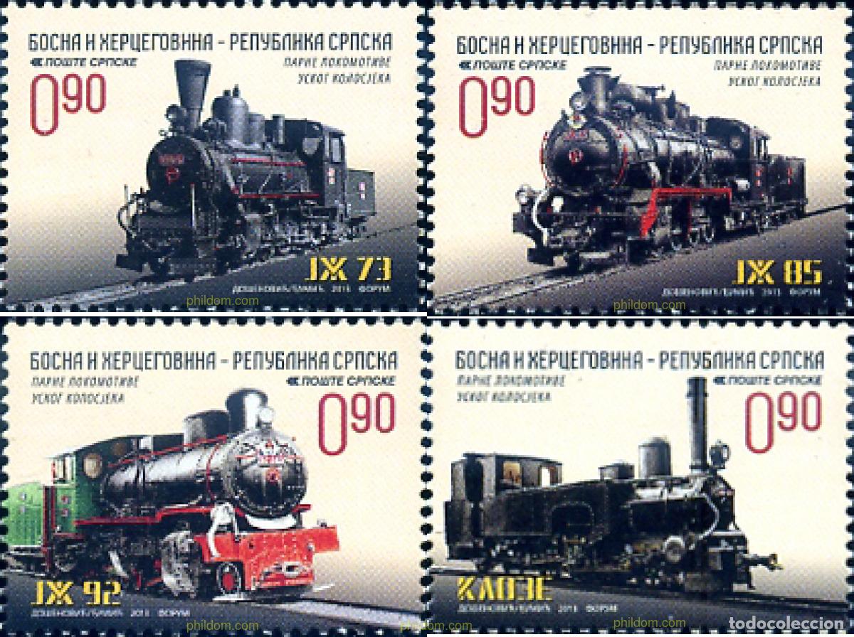 Selos: 299671 MNH BOSNIA-HERZEGOVINA. Adm Serbia 2013 TRANSPORTE. LOCOMOTORAS DE VAPOR DE VIA ESTRECHA