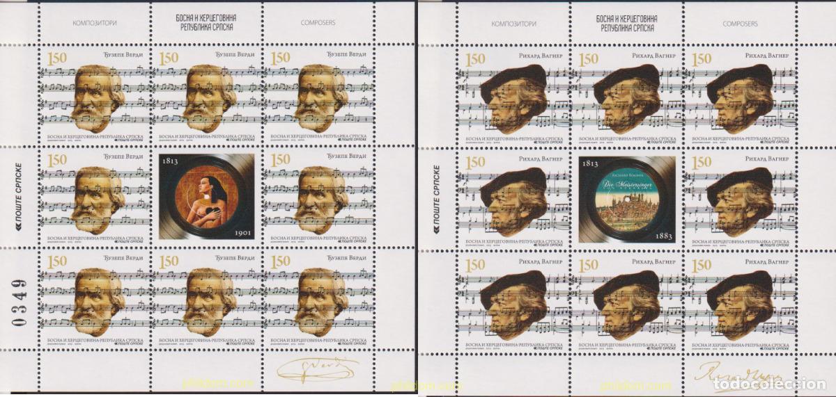 Sellos: 626808 MNH BOSNIA-HERZEGOVINA. Adm Serbia 2013 COMPOSITORES. BICENTENARIO DEL NACIMIENTO DE VERDI Y