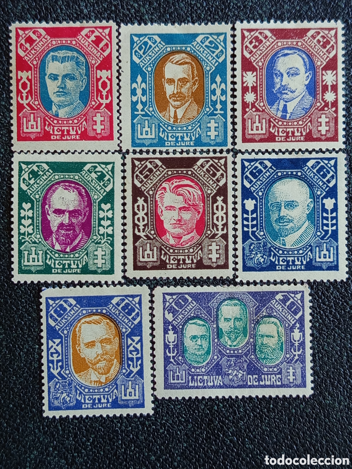 Sellos: Lote 8 Sellos Lituania 1922 Cat&aacute;logo Michel #126 al #134 Nuevos MH