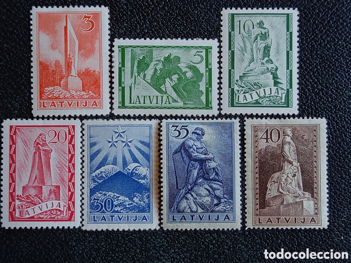 Sellos: Lote 7 Sellos Letonia 1937 Cat&aacute;logo Michel #246 al #252 Nuevos MH
