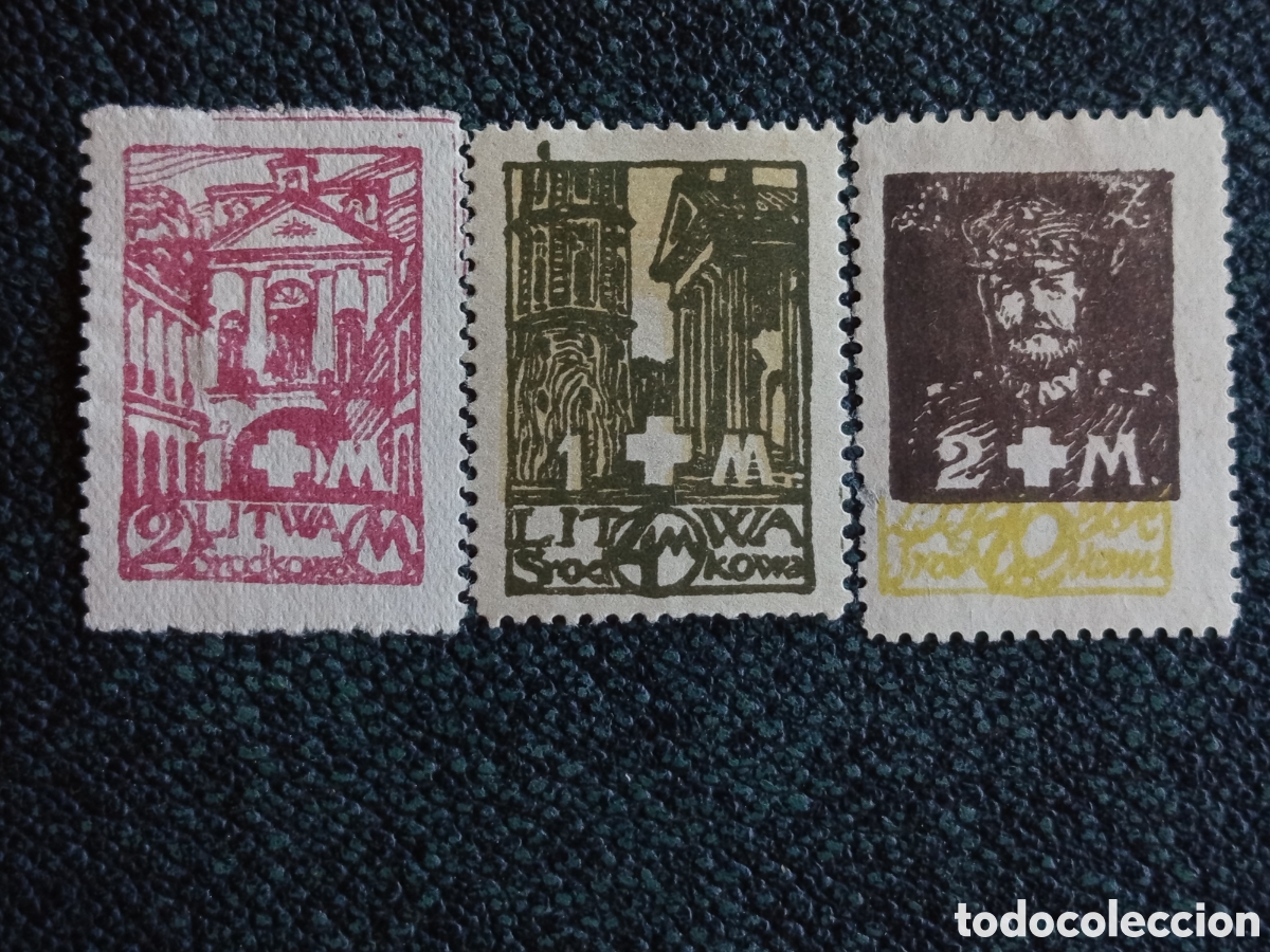 Sellos: Lote 3 Sellos Lituania Central 1921 Cat&aacute;logo Michel #31 al #33 MH