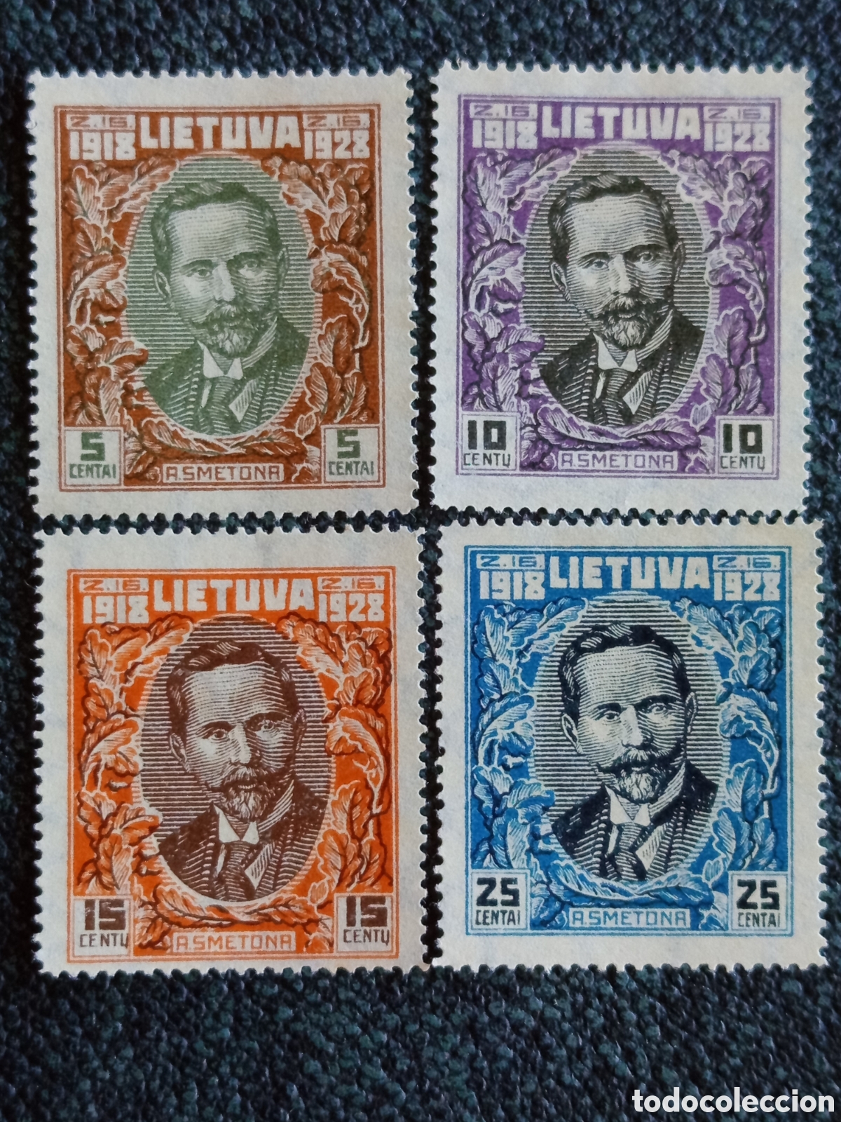 Sellos: Lote 4 Sellos Lituania 1928 Retrato Smetona Cat&aacute;logo Michel #283-286 Nuevos MH