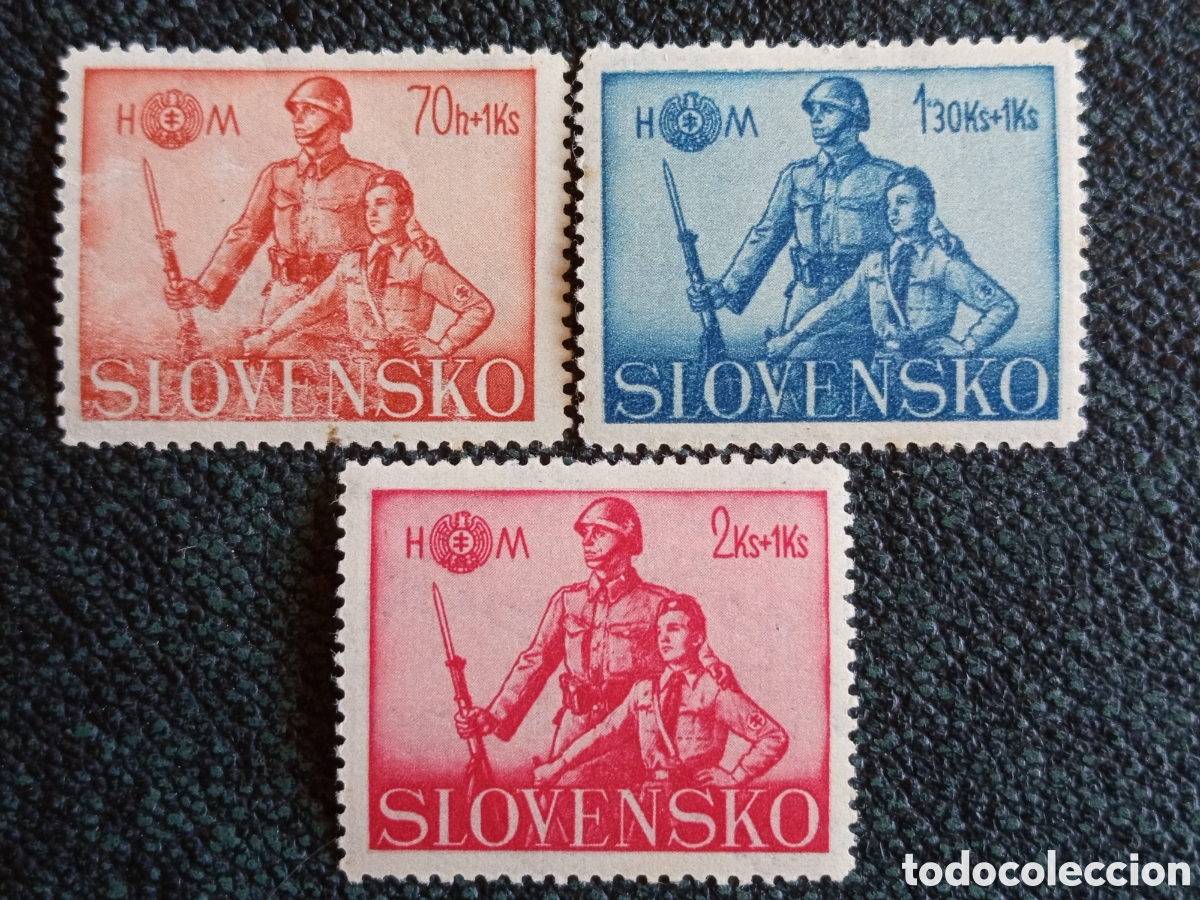 Sellos: Lote 3 Sellos Eslovaquia 1942 Juventud Hlinka Serie Completa (Scott B8/B10) MH