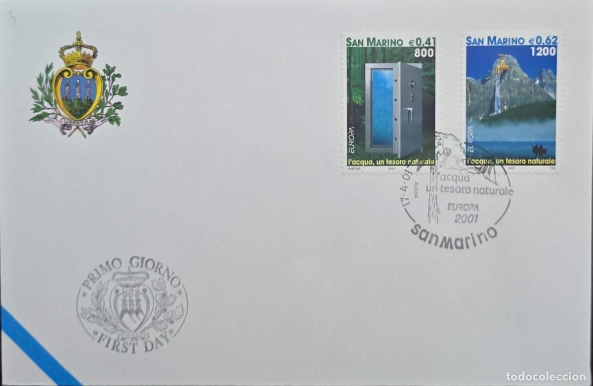 Sellos: MI) 2001, SAN MARINO, FIRST DAY COVER WITH TWO COMMEMORATIVE STAMPS (&rdquo;ACQUA: UN TESORO NATURALE&rdquo; / W