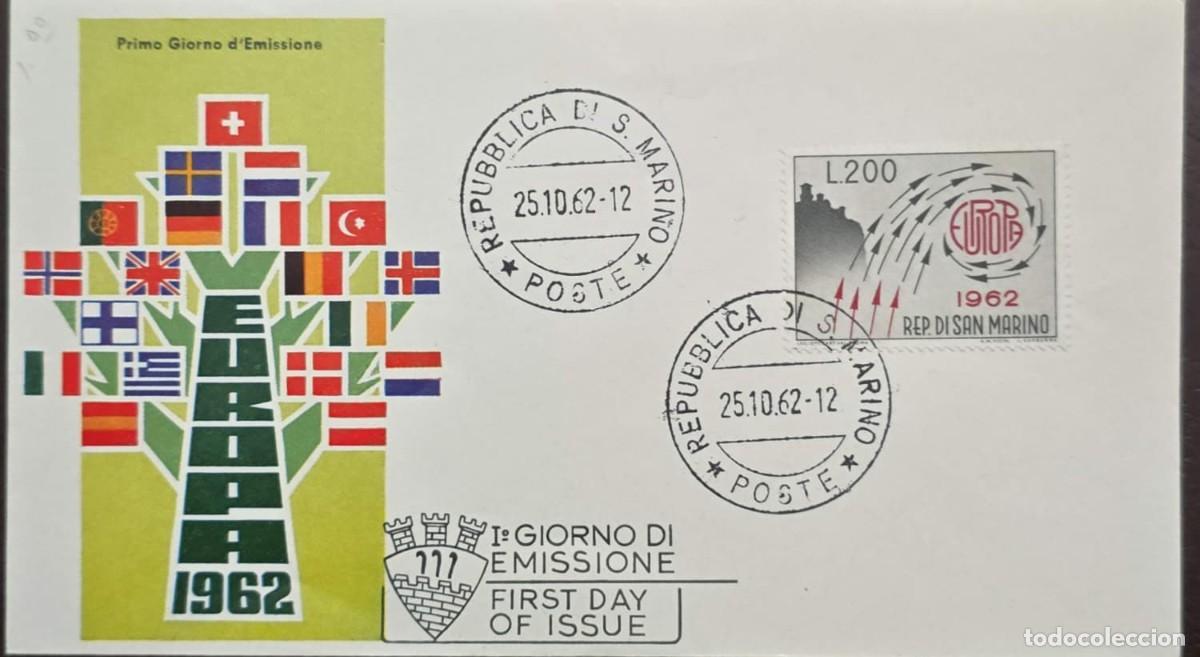 Sellos: MI) 1962, SAN MARINO, COVER, FIRST DAY OF ISSUE, WITH DOUBLE CIRCULAR POSTMARK AND SPECIAL CANCELLAT