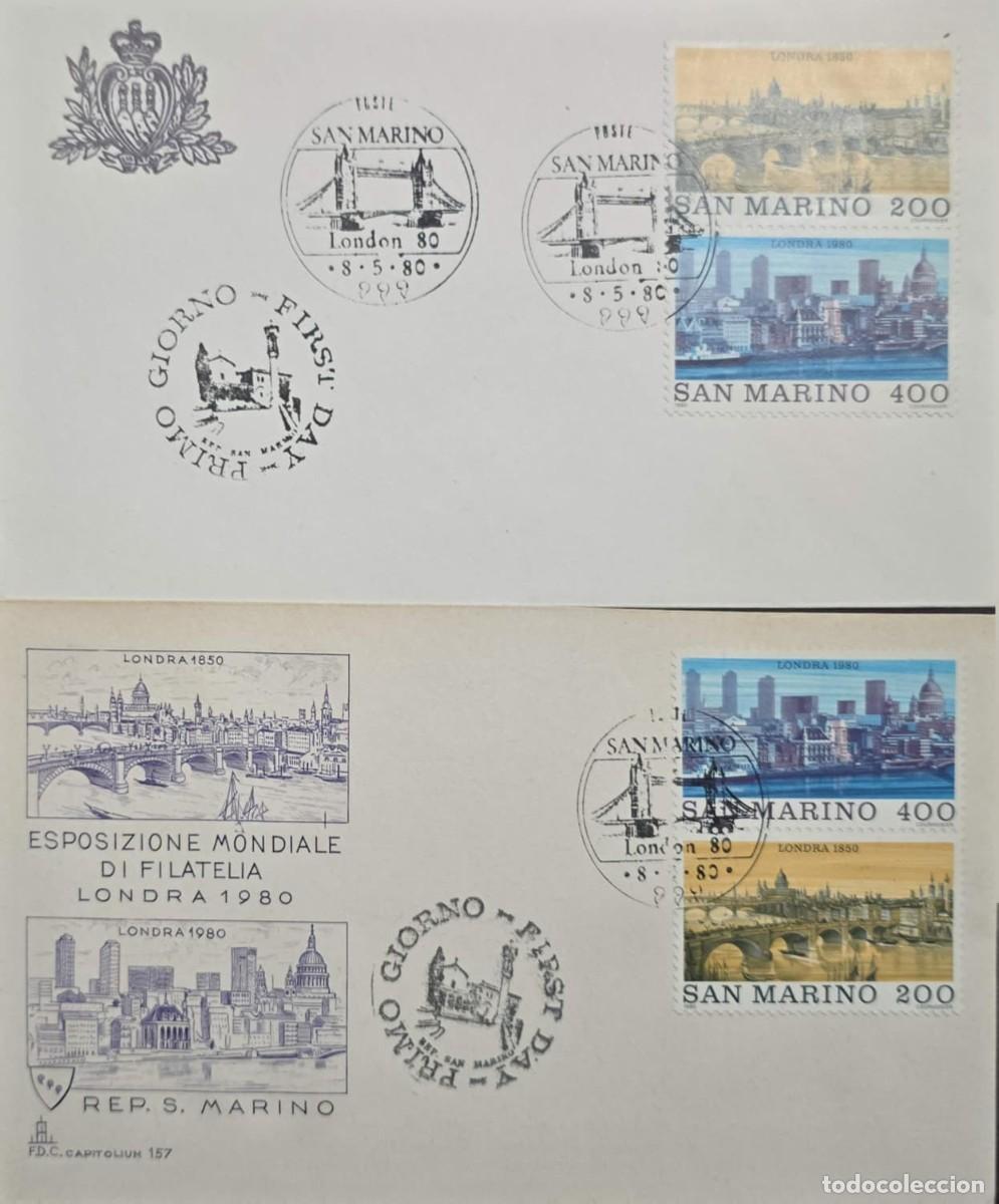 Sellos: MI) 1980, SAN MARINO, TWO FIRST DAY COVERS COMMEMORATING THE PHILATELIC EXHIBITION IN LONDON, ISSUED