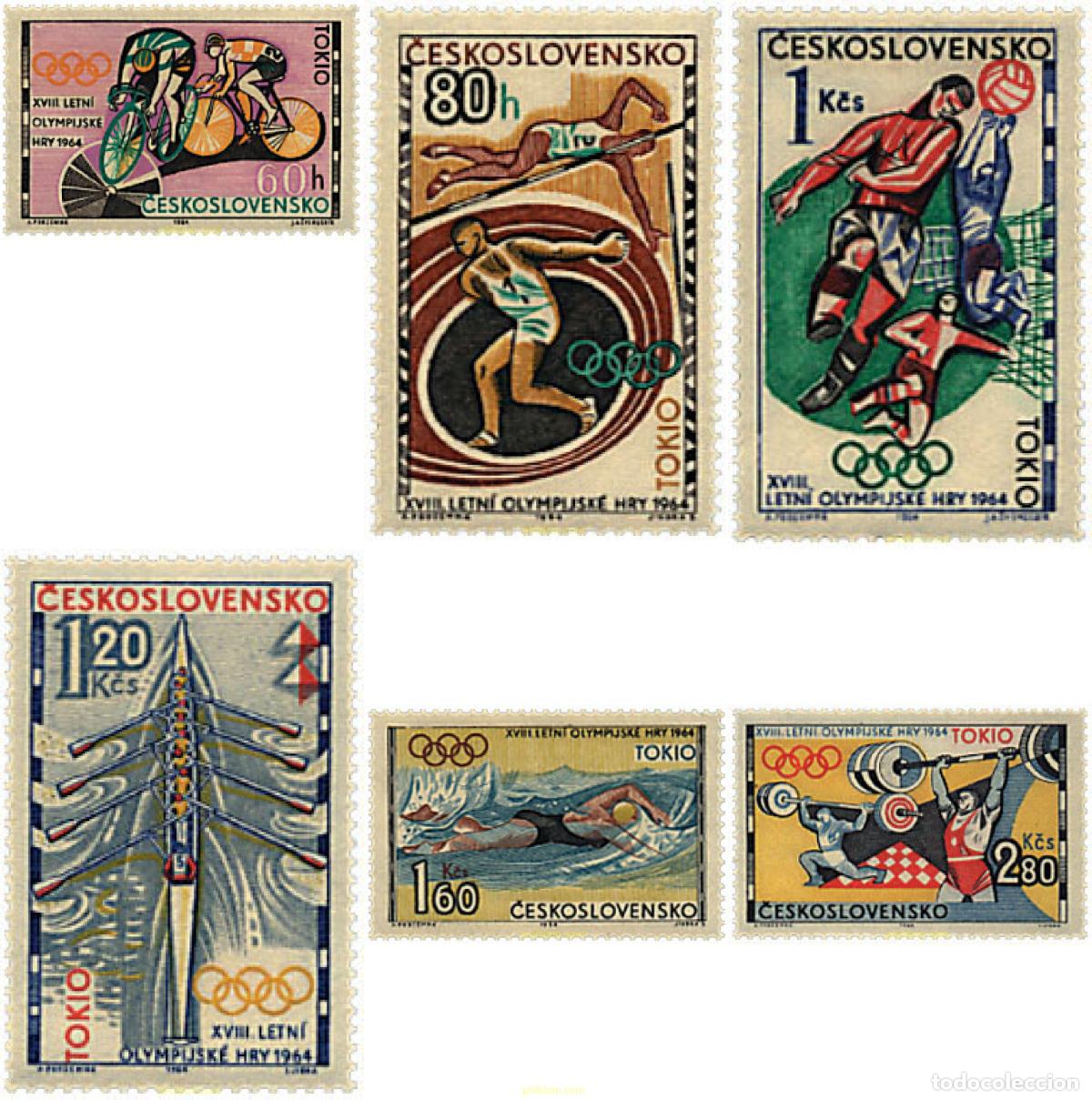 Sellos: 63651 MNH CHECOSLOVAQUIA 1964 18 JUEGOS OLIMPICOS VERANO TOKIO 1964