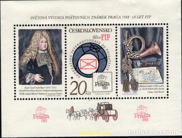 Sellos: 795129 MNH CHECOSLOVAQUIA 1988 EXPOSICION FILATELICA INTERNACIONAL EN PRAGA