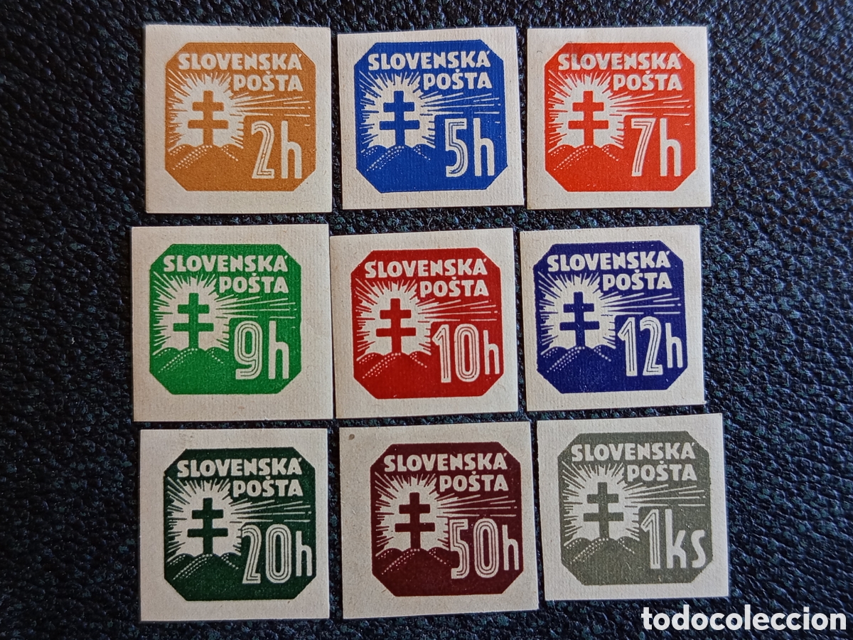 Francobolli: Lote 9 Sellos Eslovaquia Peri&oacute;dicos 1939 Cruz Doble Sin Dentar Cat Michel #54/62 MH