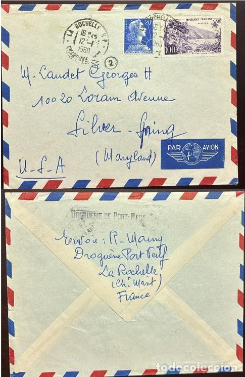 Sellos: TS) 1960 FRANCE, AIRMAIL, COVER SENT FROM LA ROCHELLE TO MARYLAND,WITH MARIANA DE MULLER AND GUADALU