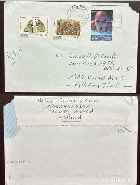 Sellos: TS) 2012 SPAIN, COVER SENT FROM MURCIA TO BUENOS AIRES,WORLD SWIMMING CHAMPIONSHIPS IN BARCELONA AND