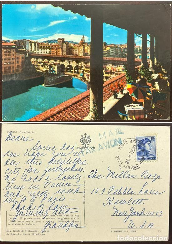 Sellos: TS) 1972 ITALY, POSTCARD, AIRMAIL, CARD SENT FROM FERRARA TO NEW YORK,MICHELANGELO WORKS IN THE SIST