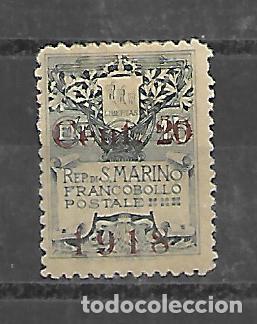 Sellos: SERIE COMPLETA CON CHARNELA DE SAN MARINO DE 1918 N&ordm; 52
