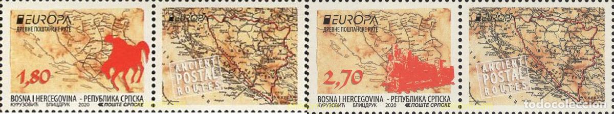 Sellos: 795269 MNH BOSNIA-HERZEGOVINA. Adm Serbia 2020 EUROPA 2020 - ANTIGUAS RUTAS POSTALES