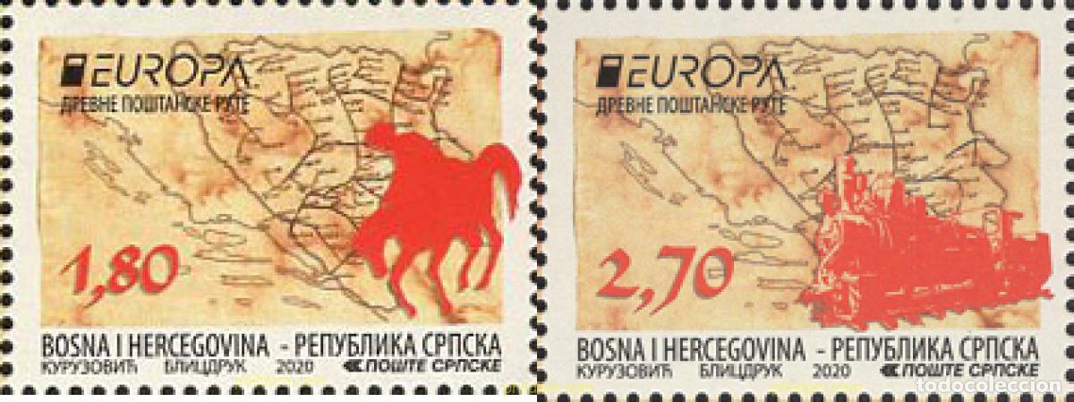 Sellos: 638912 MNH BOSNIA-HERZEGOVINA. Adm Serbia 2020 EUROPA 2020 - ANTIGUAS RUTAS POSTALES