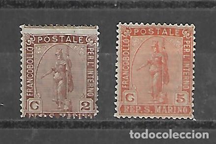 Sellos: SERIE COMPLETA SIN GOMA DE SAN MARINO DE 1899 N&ordm; 32/33