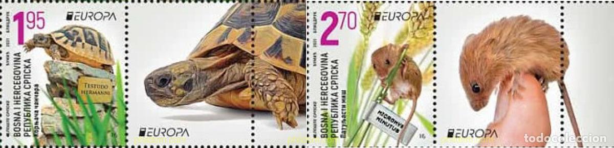 Sellos: 795271 MNH BOSNIA-HERZEGOVINA. Adm Serbia 2021 EUROPA CEPT 2021 - FAUNA NACIONAL EN PELIGRO DE EXTI