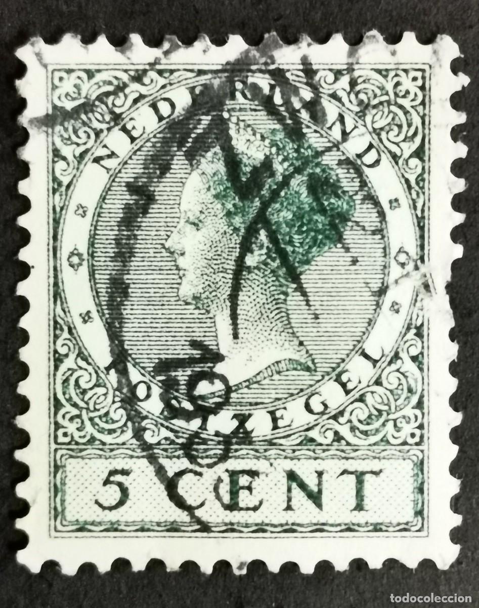Sellos: Sello Pa&iacute;ses Bajos 1925, Reina Guillermina (1880-1962) 1925 - Bobina , 5 c . Michel: NL 151B