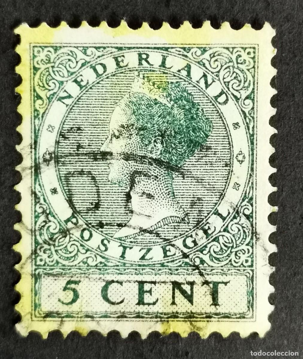 Sellos: Sello Pa&iacute;ses Bajos 1925, Reina Guillermina (1880-1962) 1925 - Bobina , 5 c . Michel: NL 151B