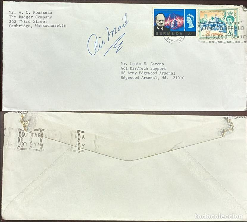 Sellos: TS) 1960 BERMUDA, SLOGAN CANCELLATION, AIRMAIL, COVER SENT FROM HAMILTON TO MARYLAND,TRIBUTE TO SIR