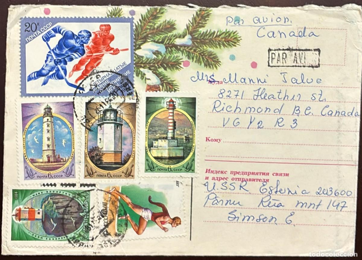 Sellos: TS) 1984 ESTONIA, AIRMAIL, COVER SENT FROM PARNU TO RICHMOND,WINTER OLYMPIC GAMES IN SARAJEVO AND MU