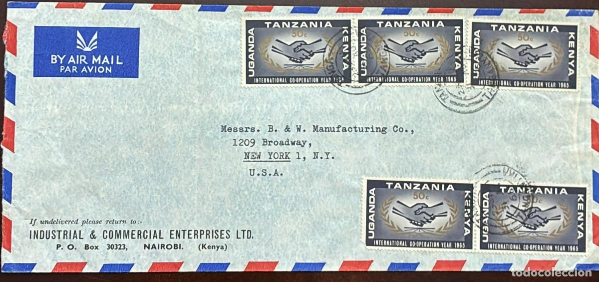 Sellos: TS) 1965 KENYA, AIRMAIL, COVER SENT FROM NAIROBI TO NEW YORK,WITH YEAR OF INTERNATIONAL COOPERATION