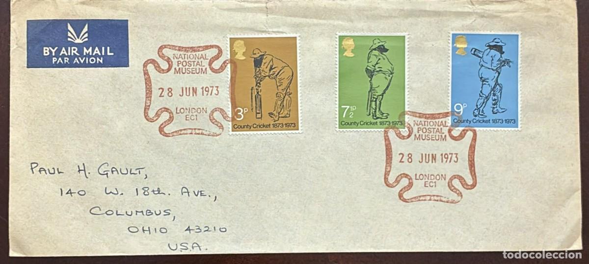 Sellos: TS) 1973 UNITED KINGDOM, AIRMAIL, COVER SENT FROM LONDON TO OHIO,CENTENARY OF THE ESTABLISHMENT OF T
