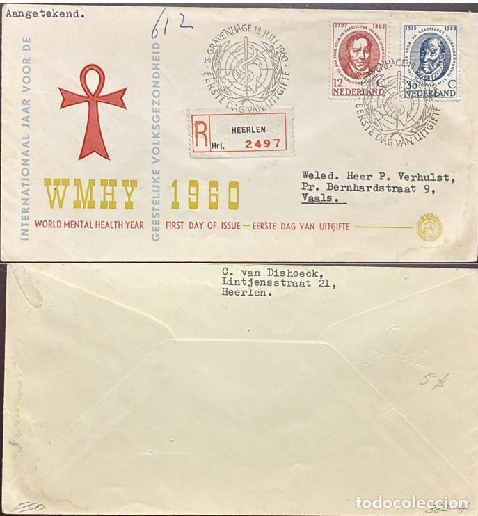 Sellos: TS) 1960 NETHERLANDS, FDC, REGISTRATION NUMBER, COVER SENT FROM HEERLEN TO VAALS,WITH THE WORLD YEAR