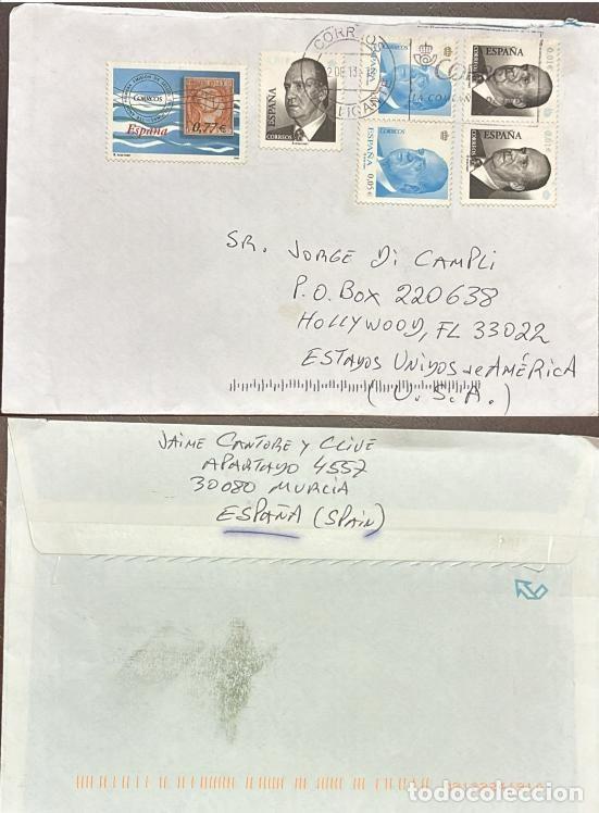 Sellos: TS) 2004 SPAIN, COVER SENT FROM MURCIA TO HOLLYWOOD,WITH THE 150TH ANNIVERSARY OF THE FIRST POSTAGE