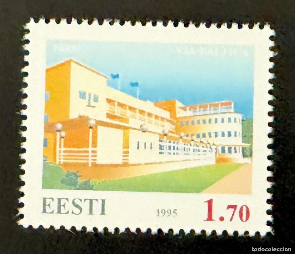 Sellos: Estonia 1995 Mi. 250 emisi&oacute;n conjunta Via Baltica arquitectura edificio