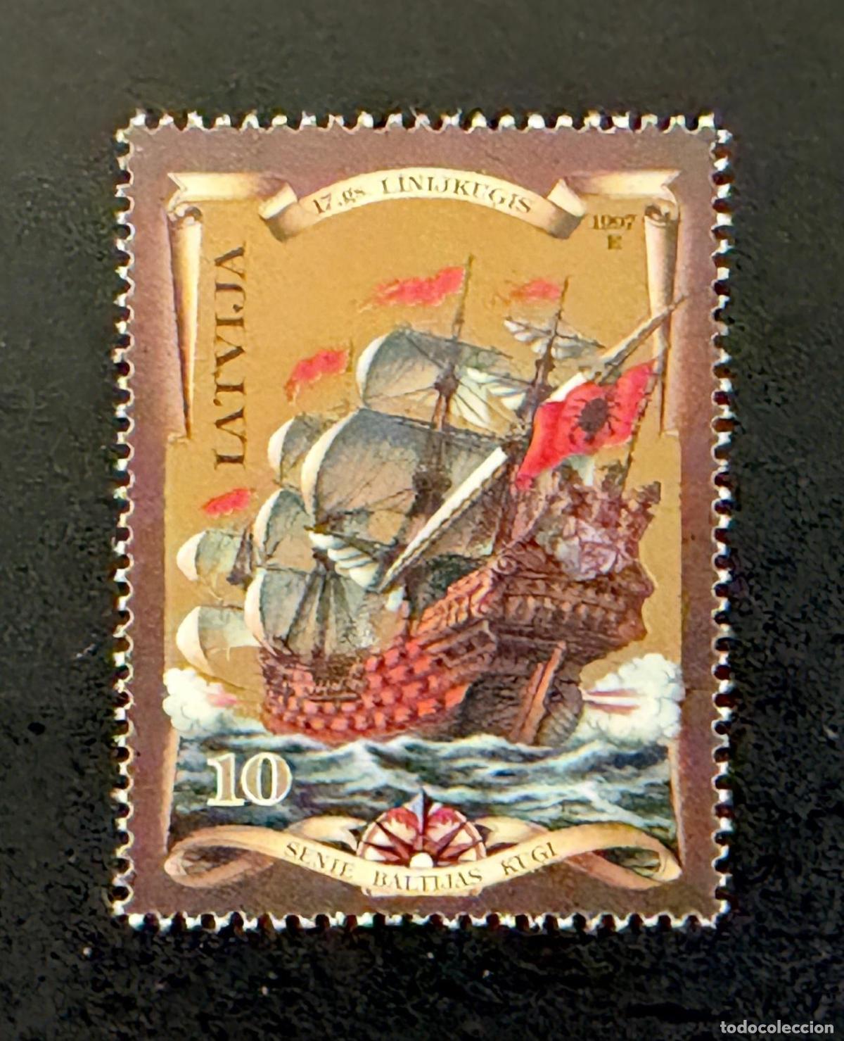 Sellos: Letonia 1997 Mi. 454 emisi&oacute;n conjunta barco velero B&aacute;ltico