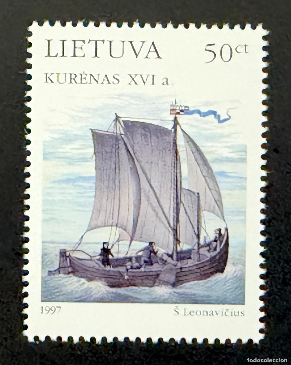 Sellos: Lituania 1997 Mi. 639 emisi&oacute;n conjunta Kurėnas velero mar B&aacute;ltico