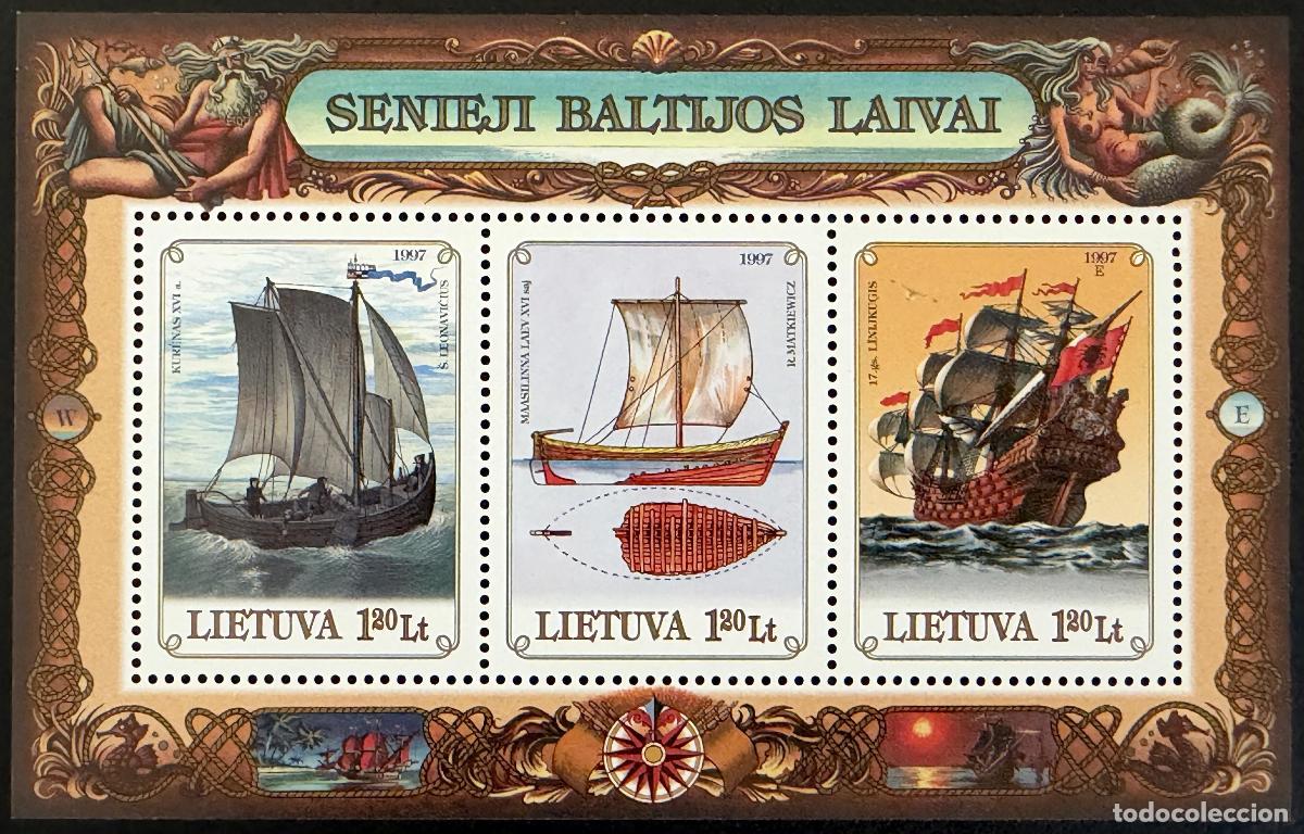 Sellos: Lituania 1997 Mi. Bl. 11 emisi&oacute;n conjunta barcos antiguos B&aacute;ltico