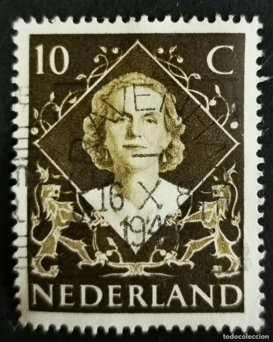 Sellos: Sello Pa&iacute;ses Bajos 1948, Reina Juliana (1909-2004), 10 c. Michel: NL 509