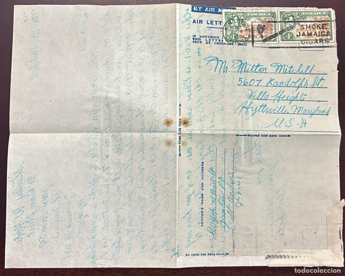 Sellos: TS) 1950 JAMAICA, SLOGAN CANCELLATION, COMPLETE LETTER, AIRMAIL, LETTER SENT FROM KINGSTON TO MARYLA