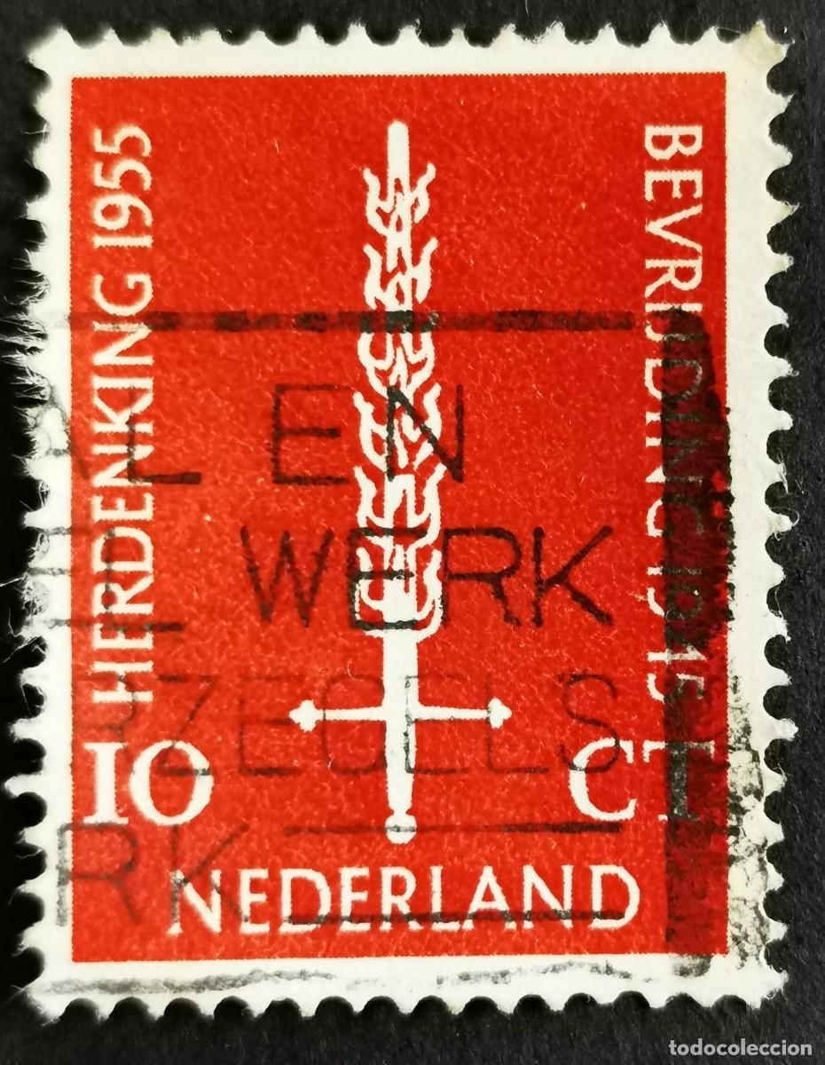 Sellos: Sello Pa&iacute;ses Bajos 1955, Espada llameante, 10 c. Michel: NL 660