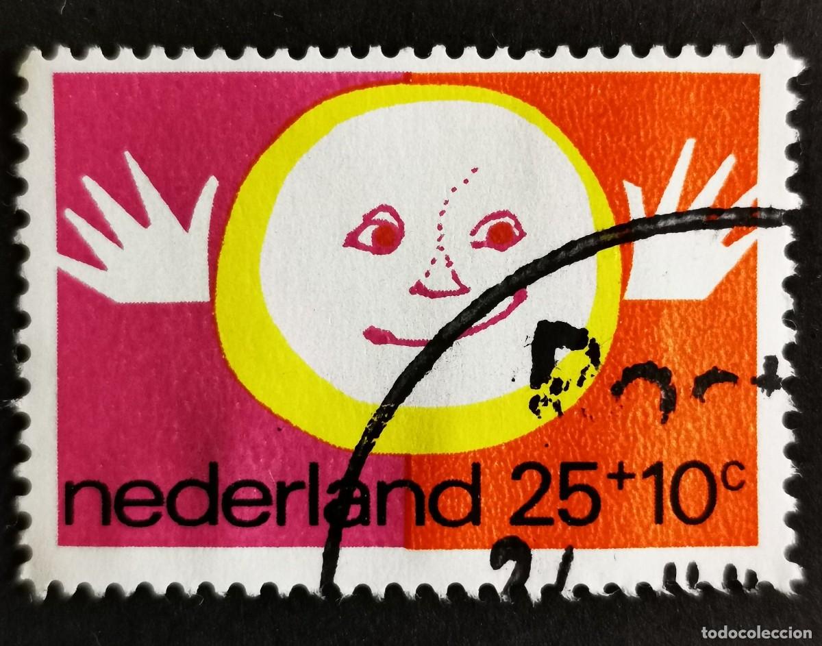 Sellos: Sello Pa&iacute;ses Bajos 1971, Elementos del mundo infantil: El sol, 25+10 c. Michel: NL 971