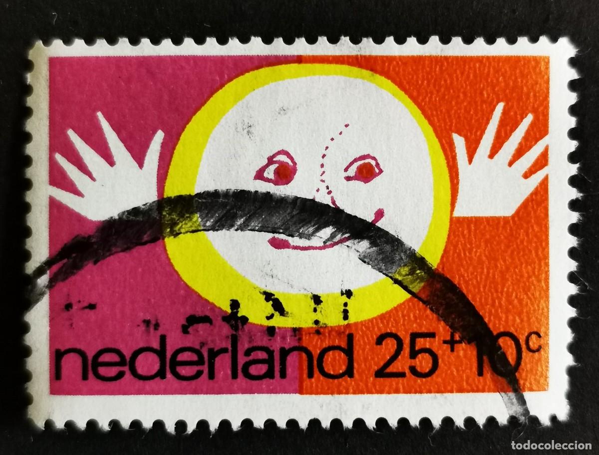 Sellos: Sello Pa&iacute;ses Bajos 1971, Elementos del mundo infantil: El sol, 25+10 c. Michel: NL 971