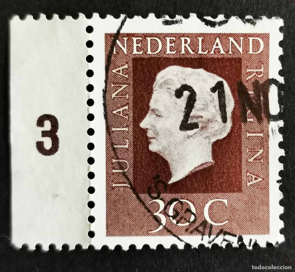 Sellos: Sello Pa&iacute;ses Bajos 1972, Reina Juliana (1909-2004), Tipo 'Regina', 30 c. Michel: NL 975A